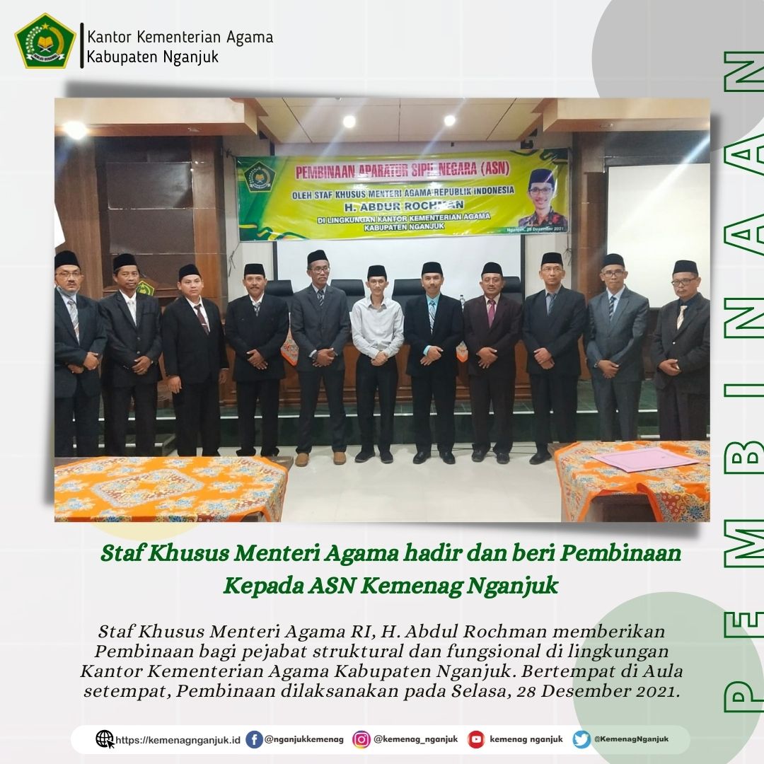 Staf Khusus Menteri Agama hadir dan beri Pembinaan Kepada ASN Kemenag Nganjuk