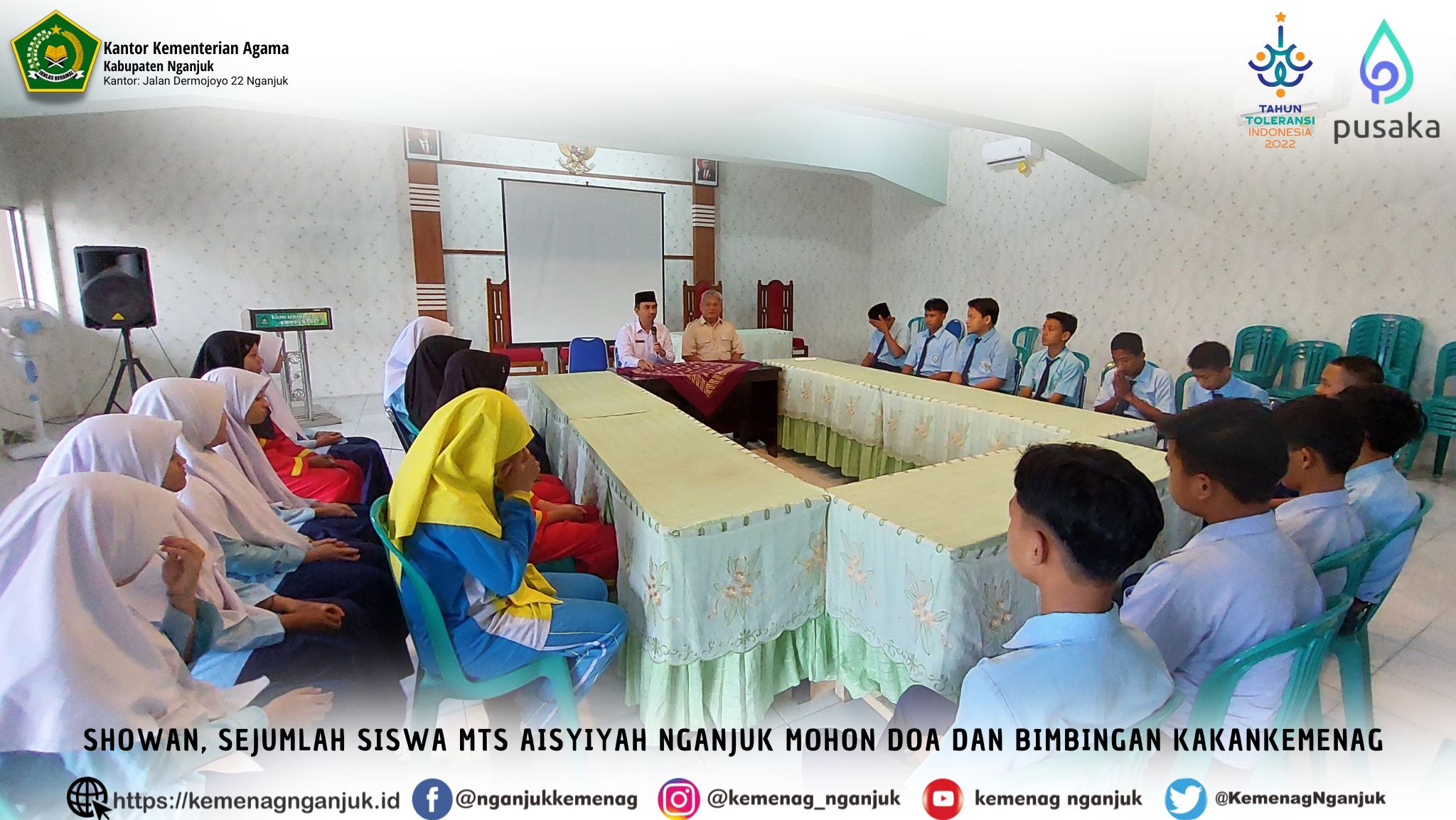 Showan, Sejumlah Siswa MTs Aisyiyah Nganjuk Mohon Doa dan Bimbingan Kakankemenag