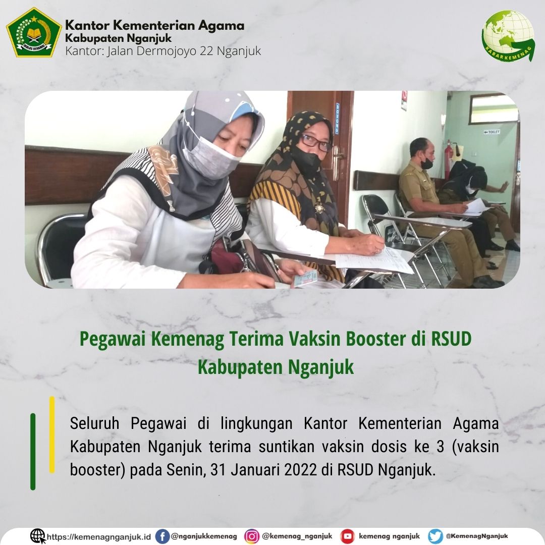 Pegawai Kemenag Terima Vaksin Booster di RSUD Kabupaten Nganjuk
