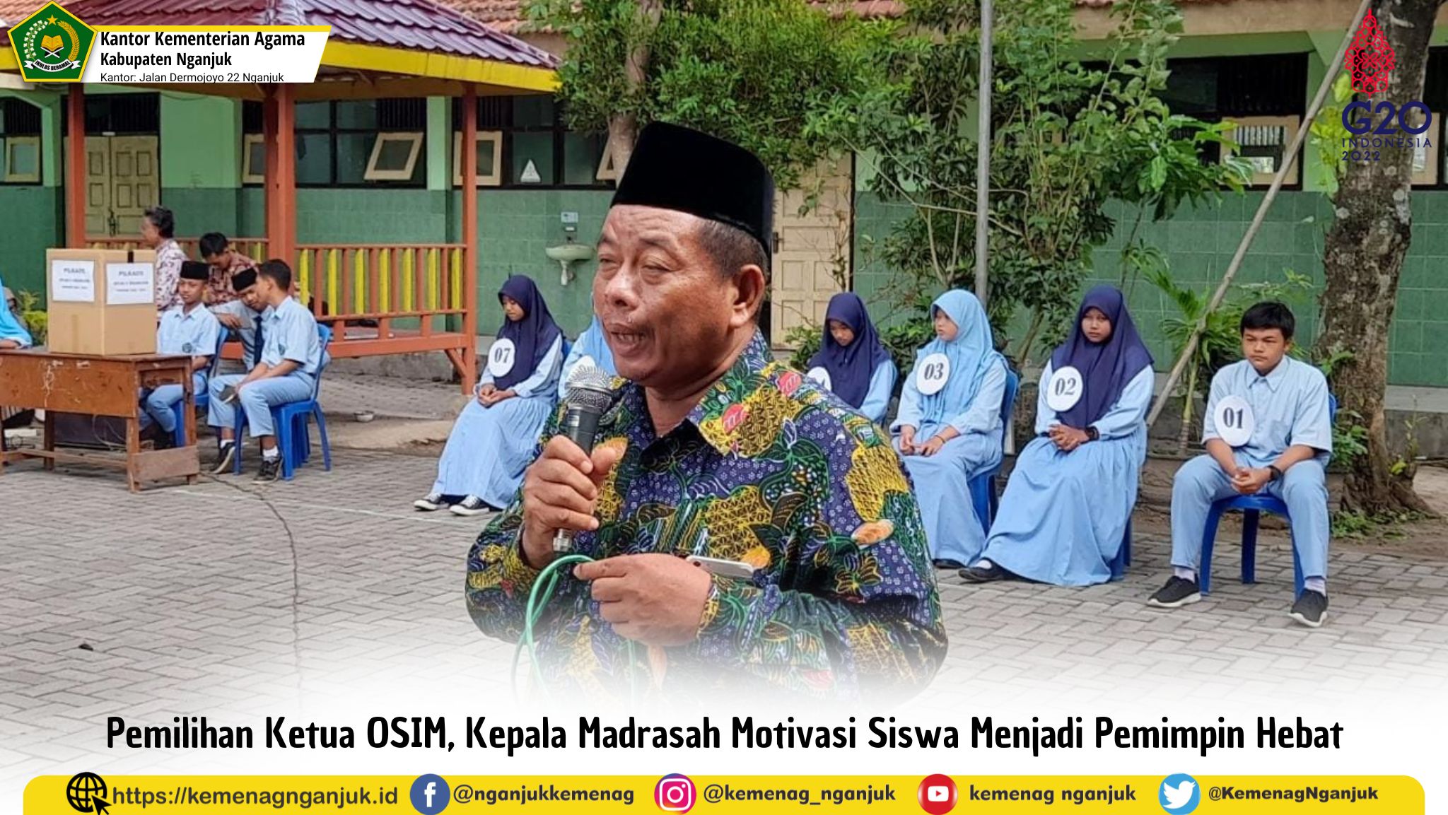 Pemilihan Ketua OSIM, Kepala Madrasah Motivasi Siswa Menjadi Pemimpin Hebat