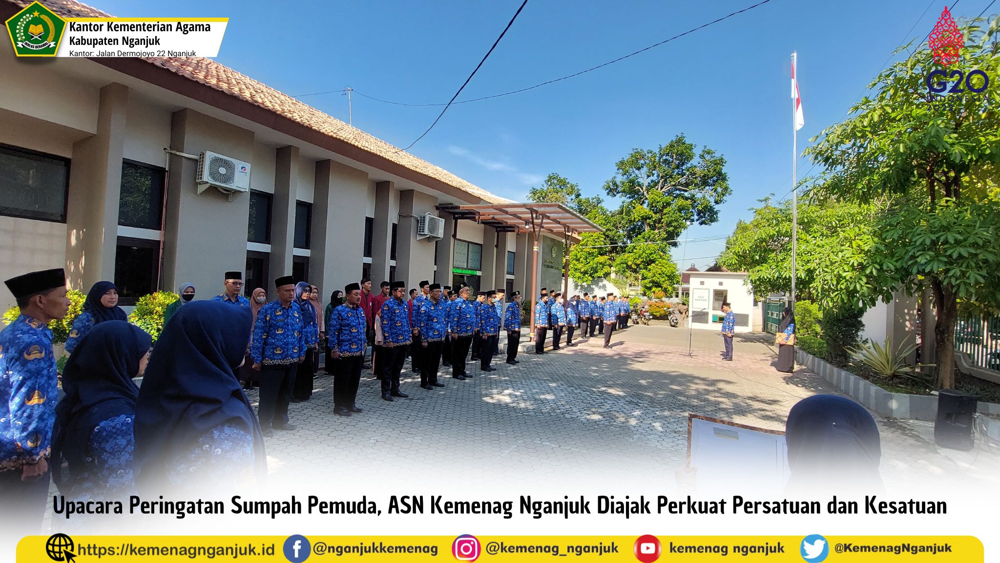 Upacara Peringatan Sumpah Pemuda, ASN Kemenag Nganjuk Diajak Perkuat Persatuan dan Kesatuan