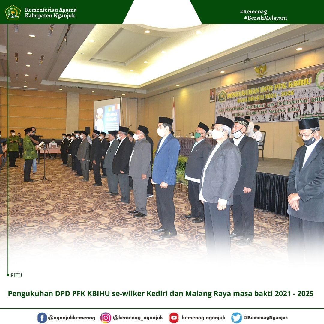 Pengukuhan DPD PFK KBIHU se-wilker Kediri dan Malang Raya masa bakti 2021 - 2025