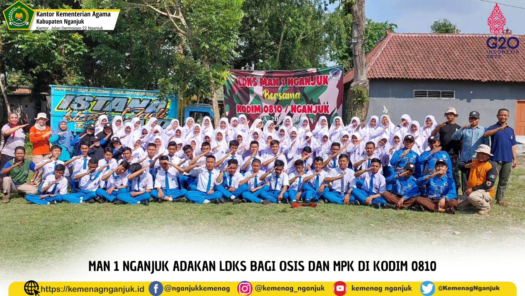 MAN 1 NGANJUK ADAKAN LDKS BAGI OSIS DAN MPK DI KODIM 0810