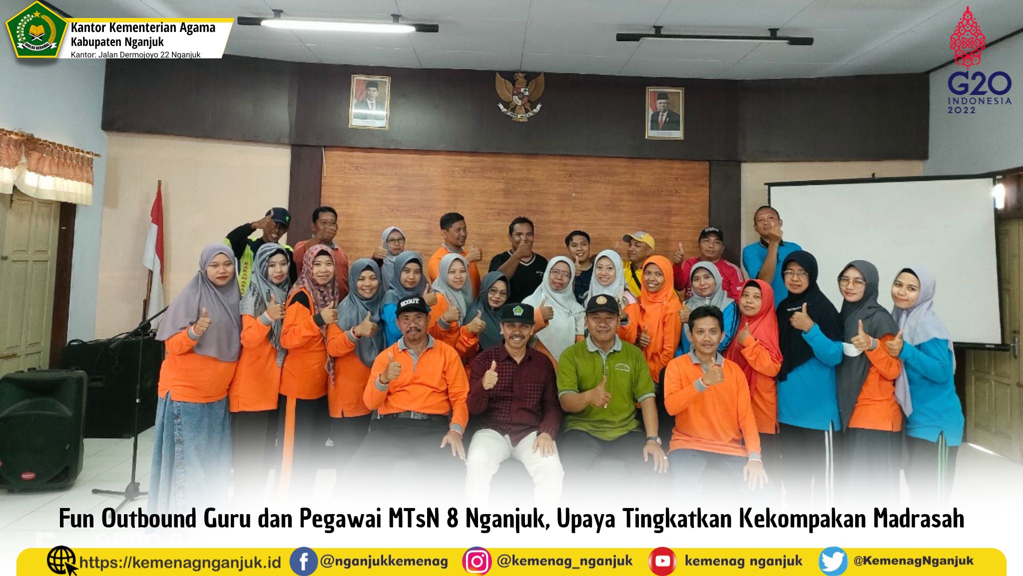 Fun Outbound Guru dan Pegawai MTsN 8 Nganjuk, Upaya Tingkatkan Kekompakan Madrasah