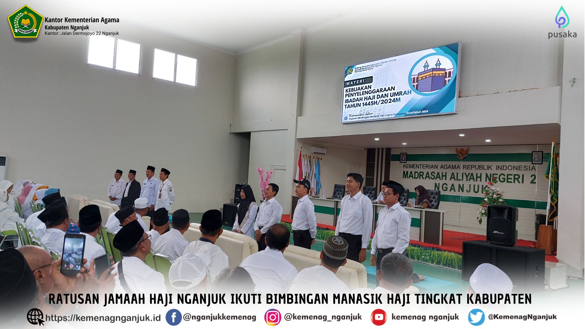 Ratusan Jamaah Haji Nganjuk Ikuti Bimbingan Manasik Haji Tingkat Kabupaten