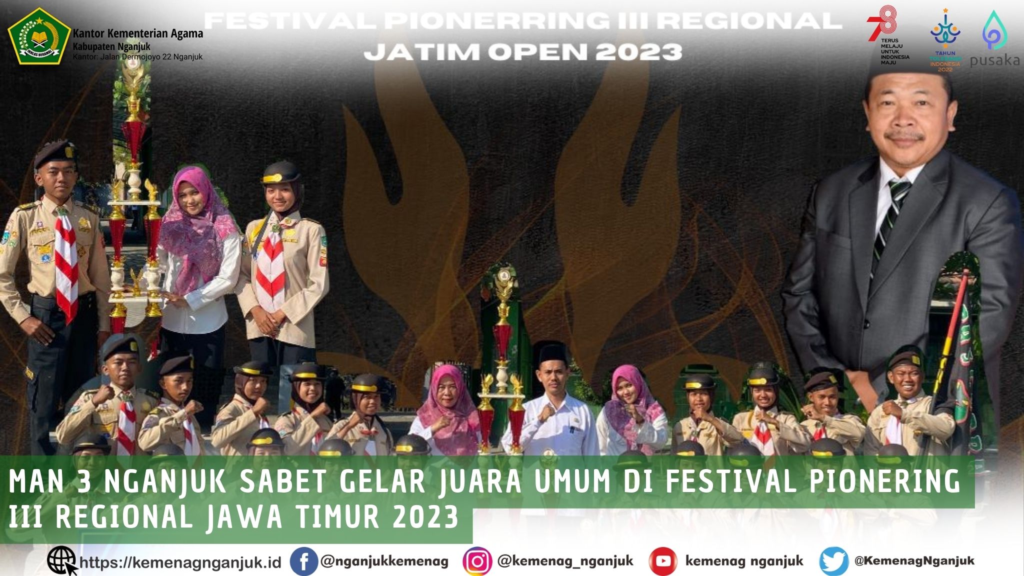 Man 3 Nganjuk Sabet Gelar Juara Umum di Festival Pionering III Regional Jawa Timur 2023