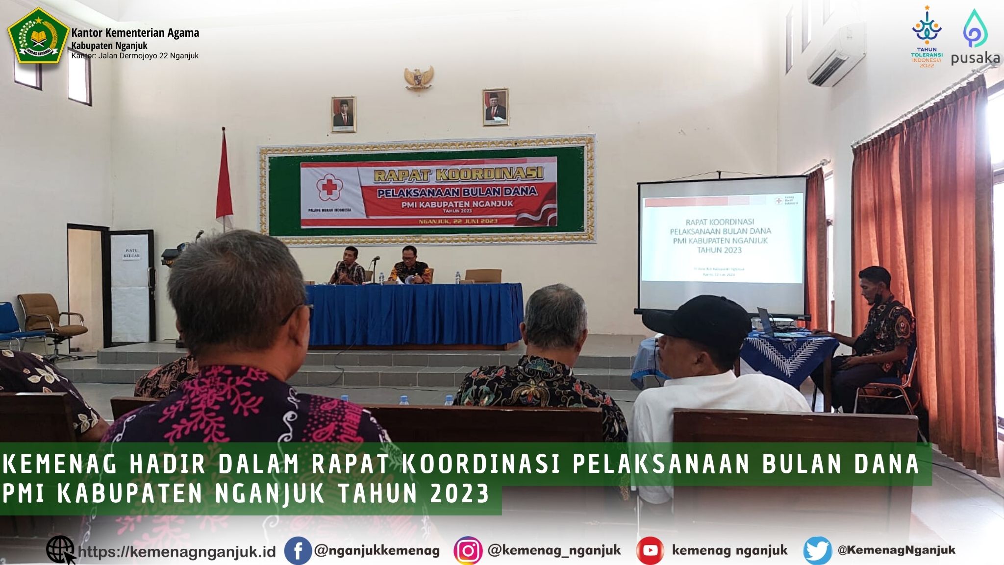 Kemenag Hadir dalam Rapat Koordinasi Pelaksanaan Bulan Dana PMI Kabupaten Nganjuk Tahun 2023