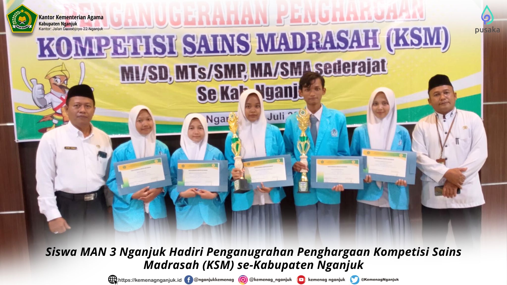 Siswa MAN 3 Nganjuk Hadiri Penganugrahan Penghargaan KSM se-Kabupaten Nganjuk