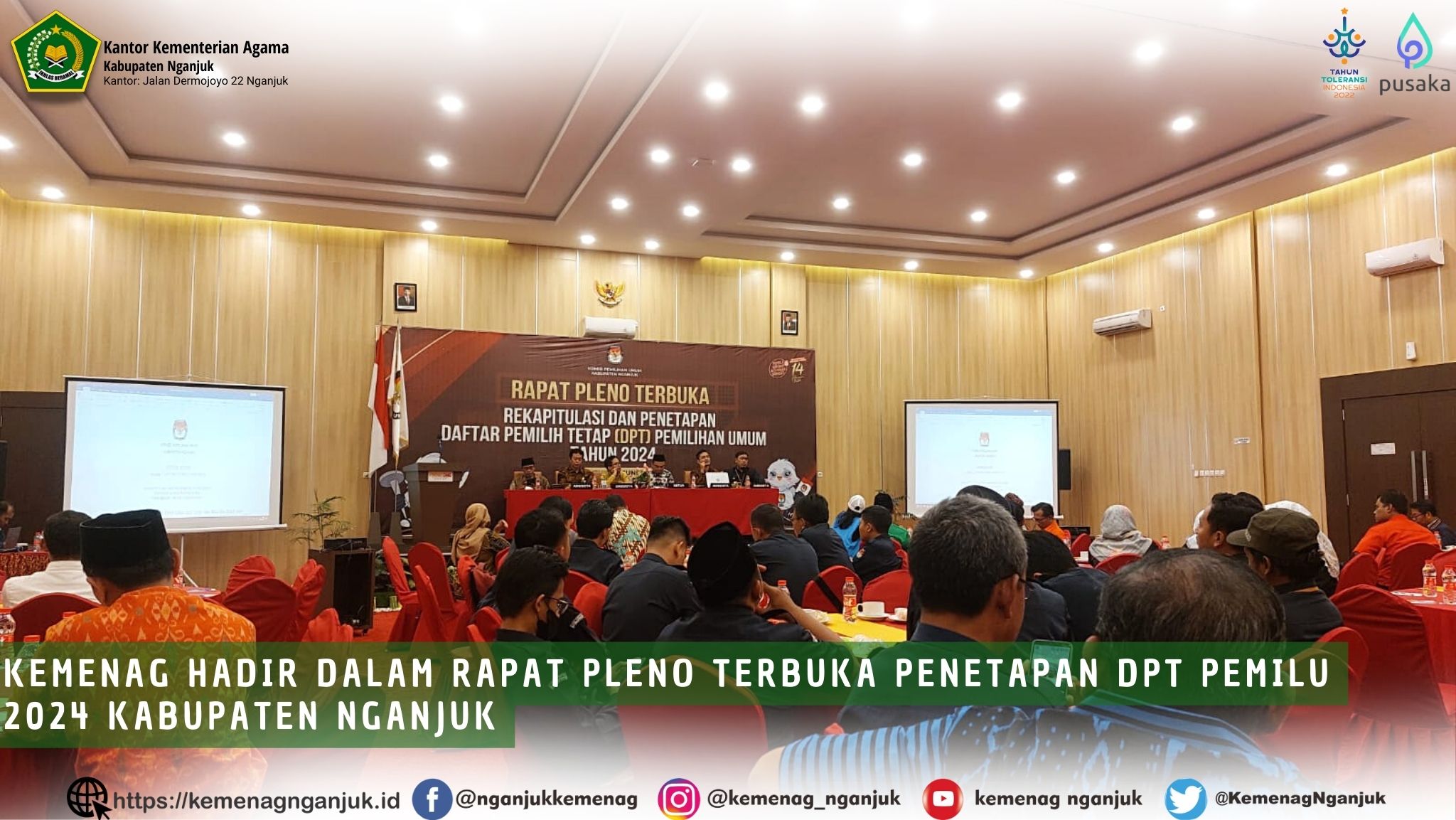 Kemenag Hadir dalam Rapat Pleno Terbuka Penetapan DPT Pemilu 2024 Kabupaten Nganjuk