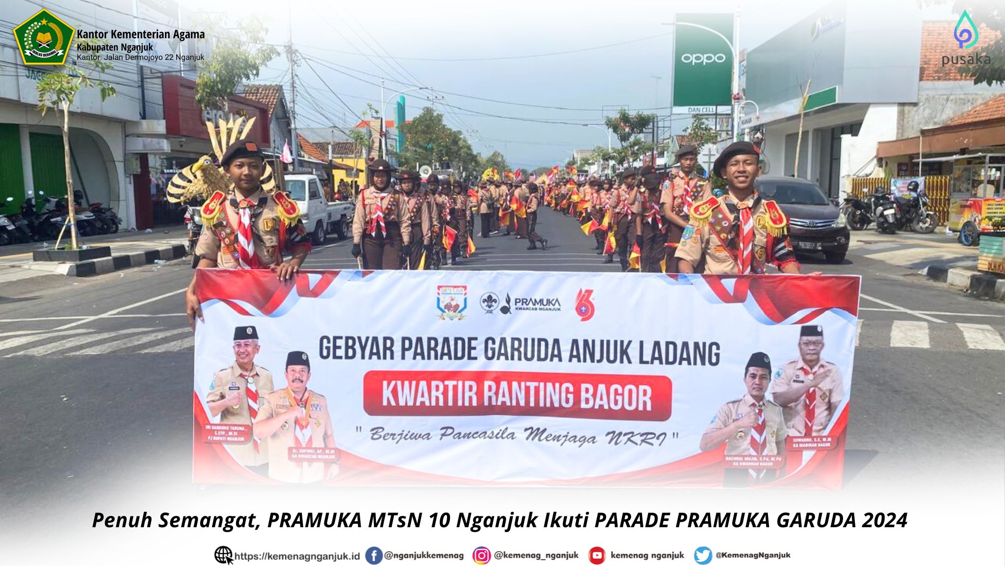 Penuh Semangat, PRAMUKA MTsN 10 Nganjuk Ikuti PARADE PRAMUKA GARUDA 2024 
