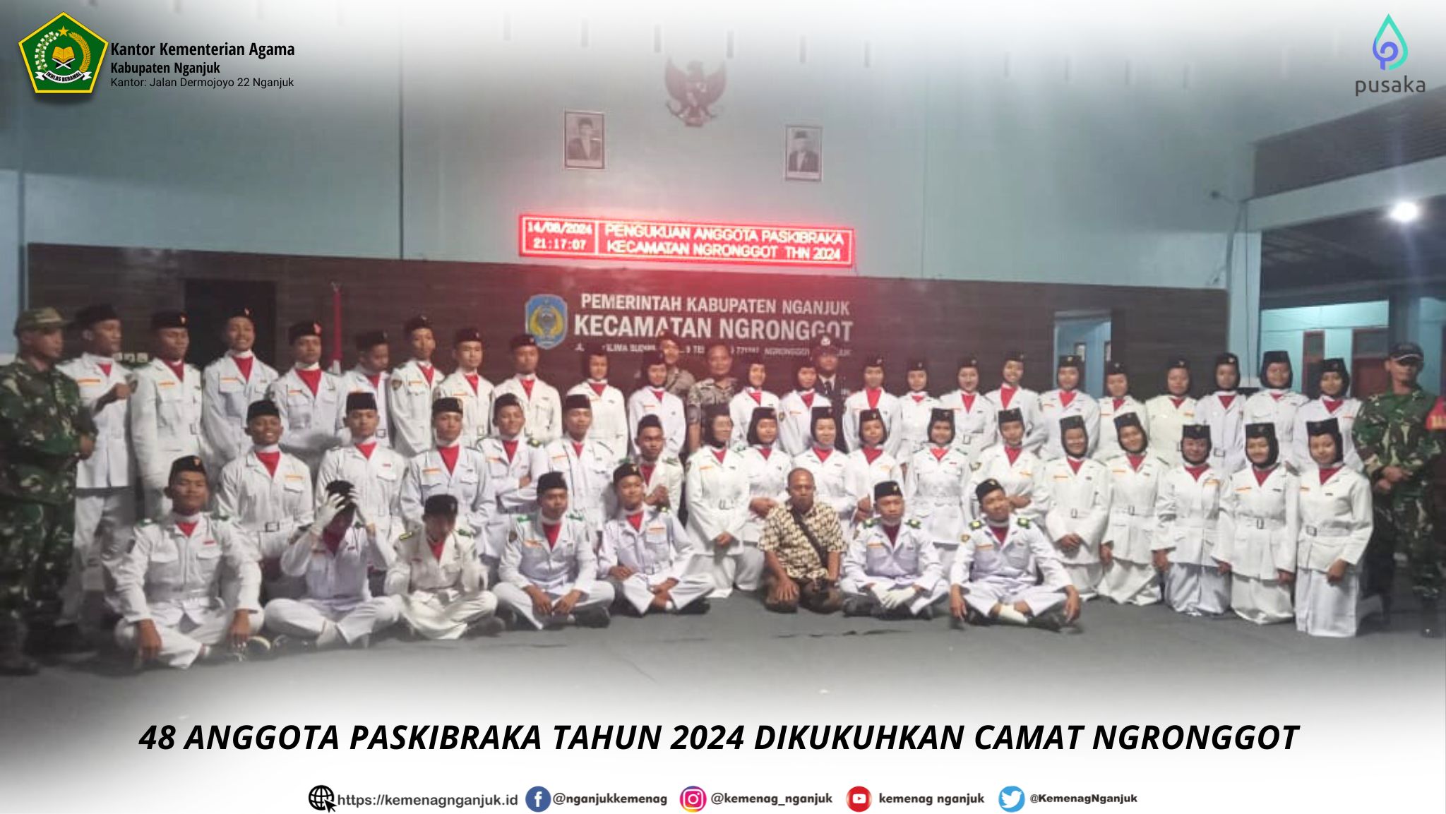 48 ANGGOTA PASKIBRAKA TAHUN 2024 DIKUKUHKAN CAMAT NGRONGGOT 