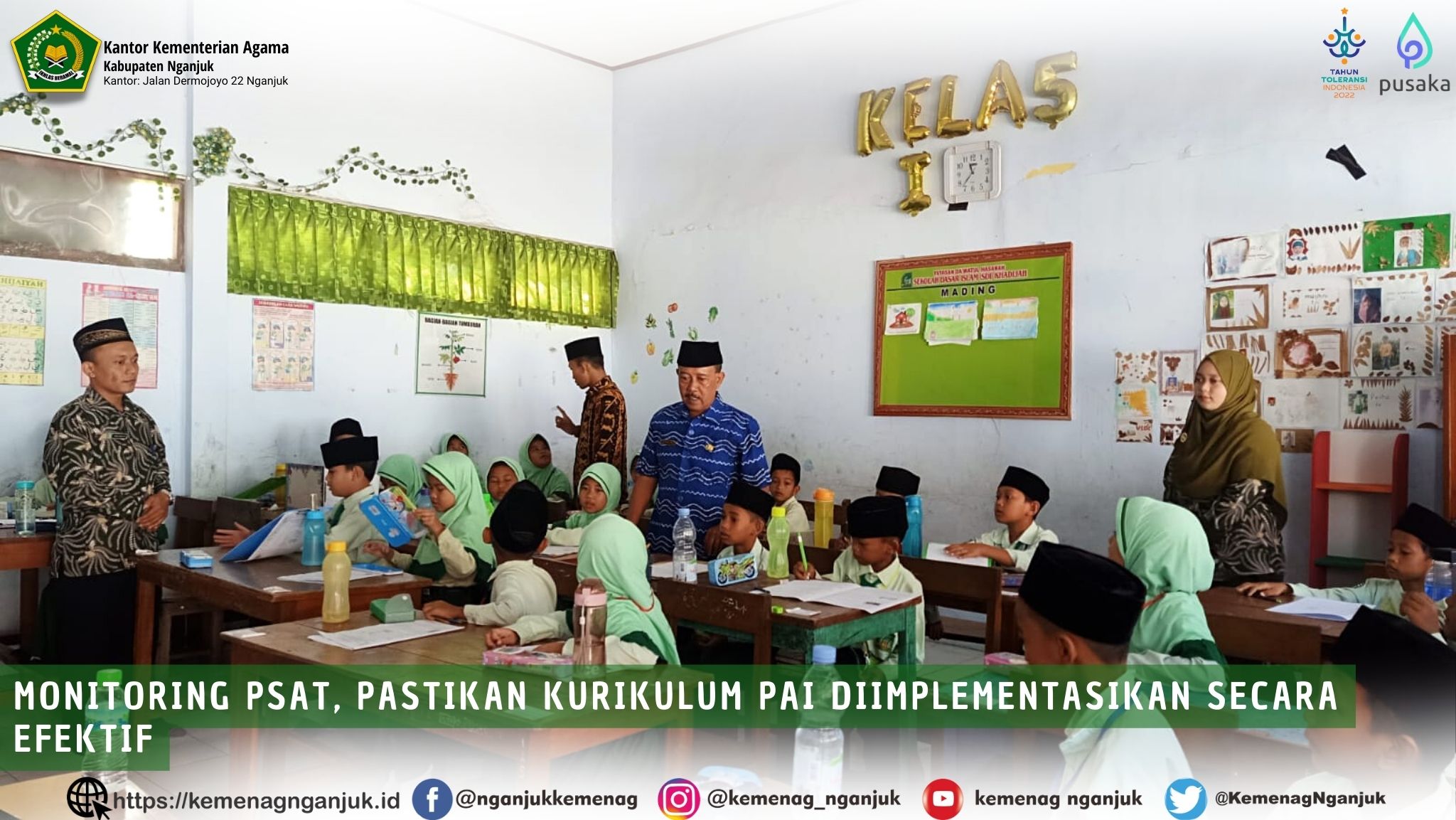 Monitoring PSAT, Pastikan kurikulum PAI diimplementasikan secara efektif