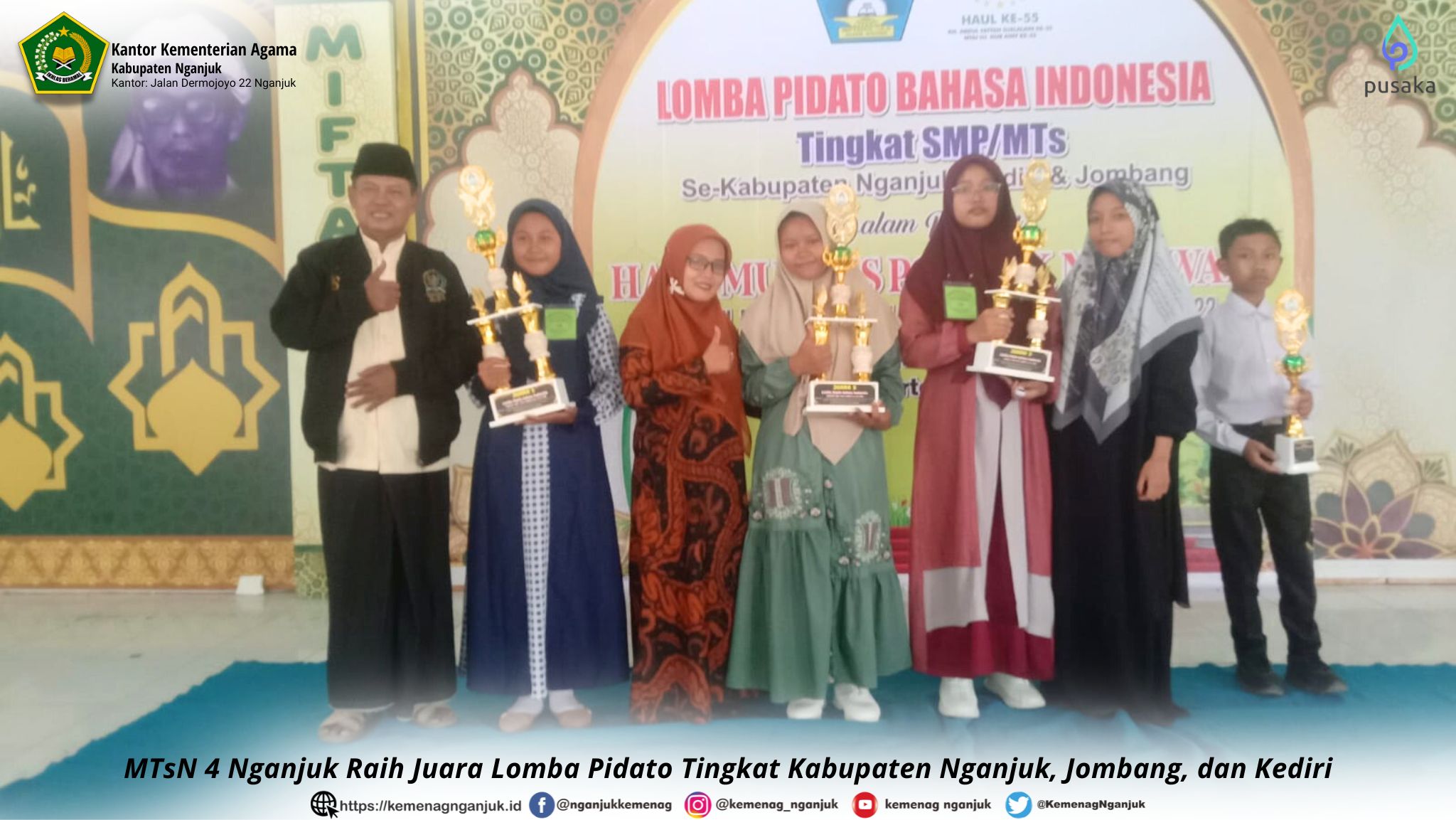 MTsN 4 Nganjuk Raih Juara Lomba Pidato Tingkat Kabupaten Nganjuk, Jombang, dan Kediri