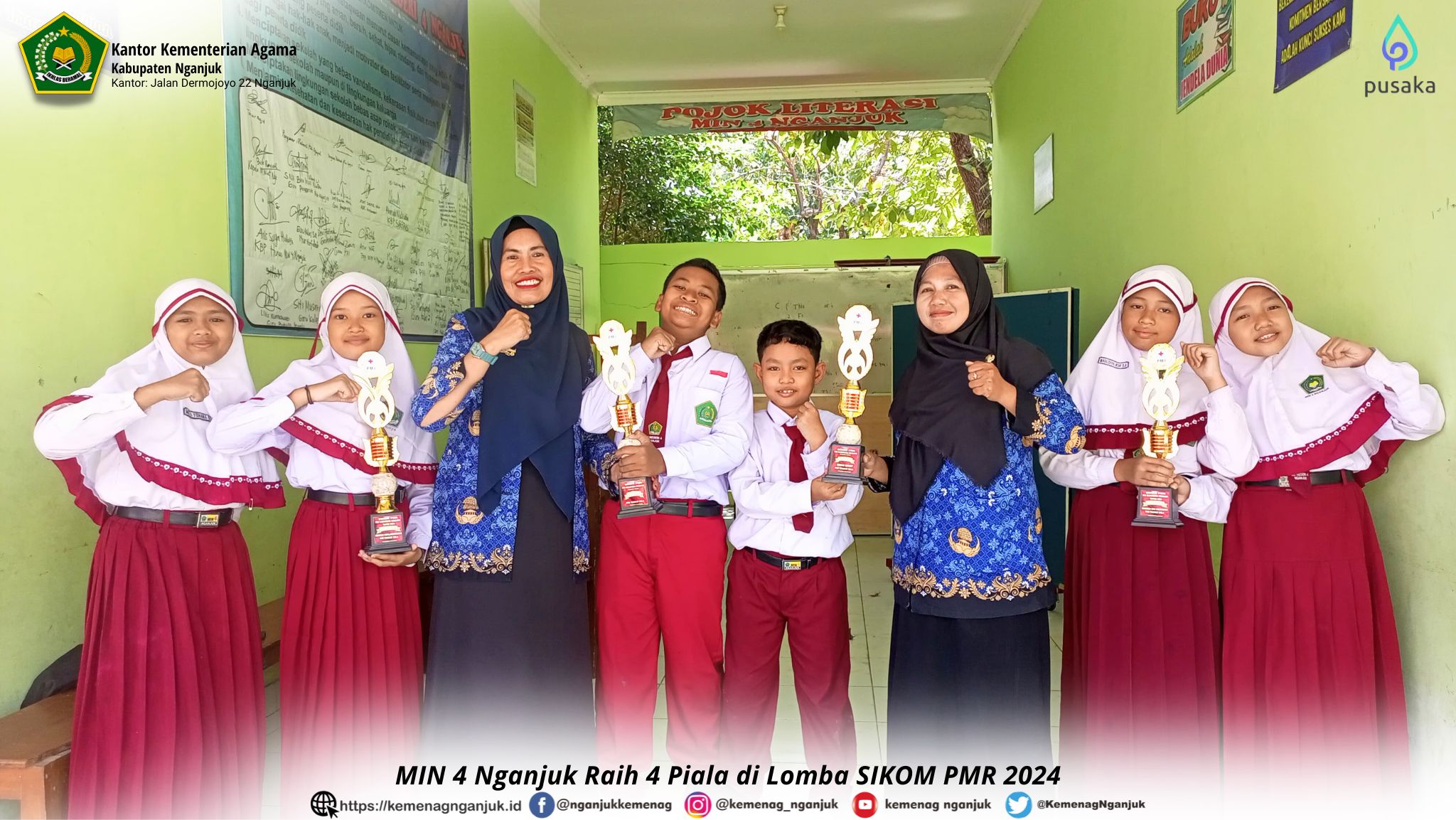 MIN 4 Nganjuk Raih 4 Piala di Lomba SIKOM PMR 2024