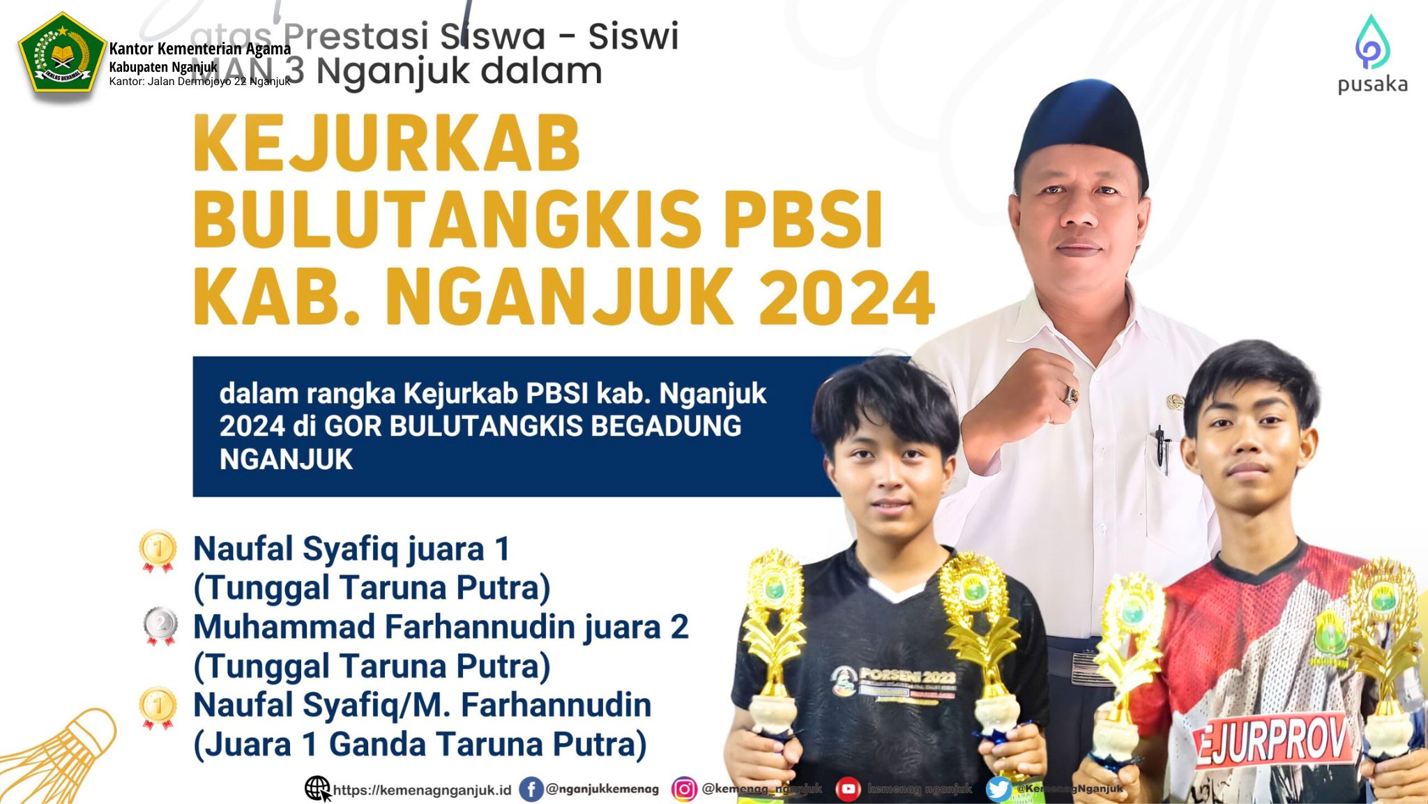 MAN 3 Nganjuk Raih Juara 1 Ganda Putra di Kejurkab Nganjuk 2024