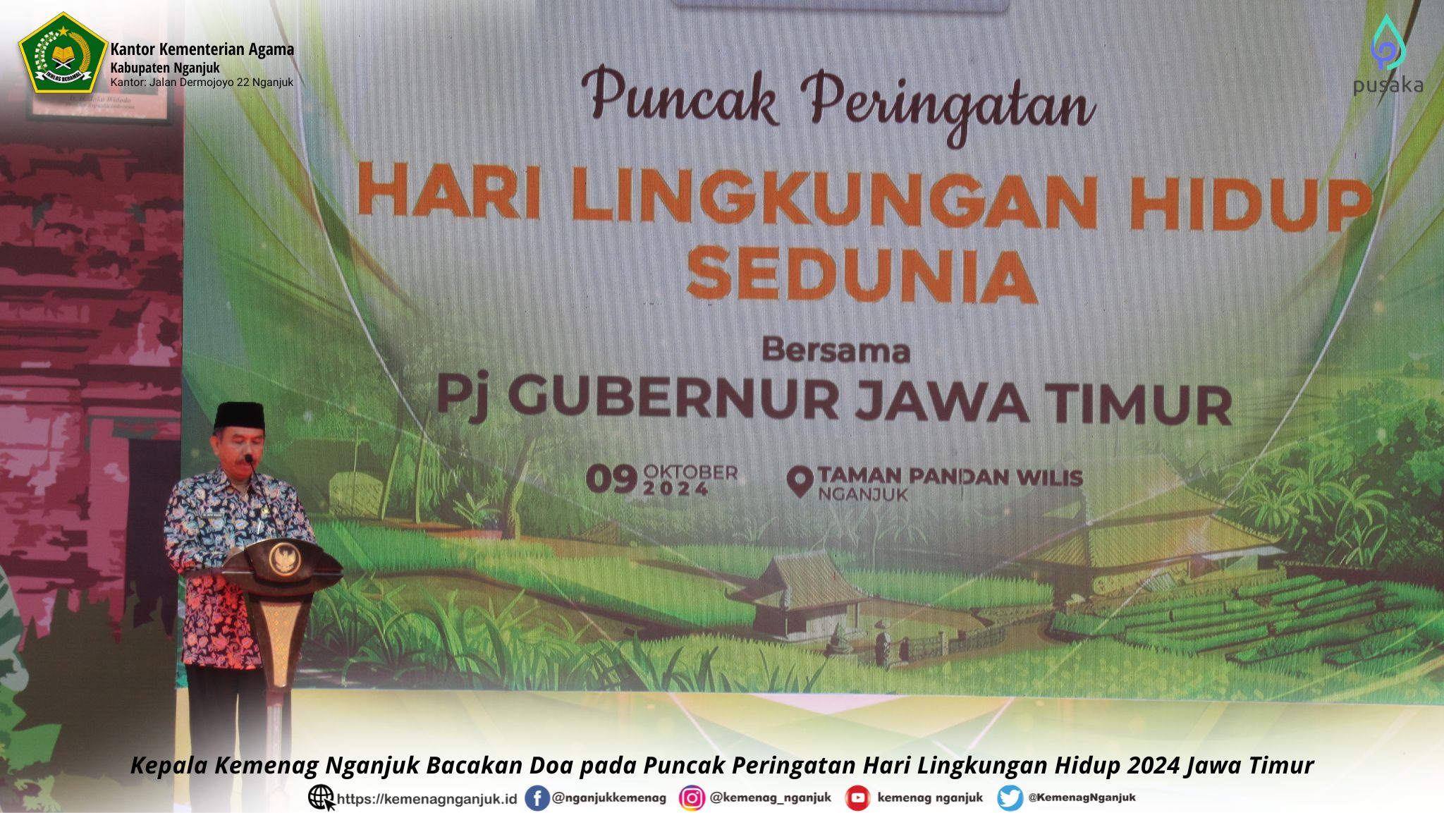 Kepala Kemenag Nganjuk Bacakan Doa pada Puncak Peringatan Hari Lingkungan Hidup 2024 Jawa Timur