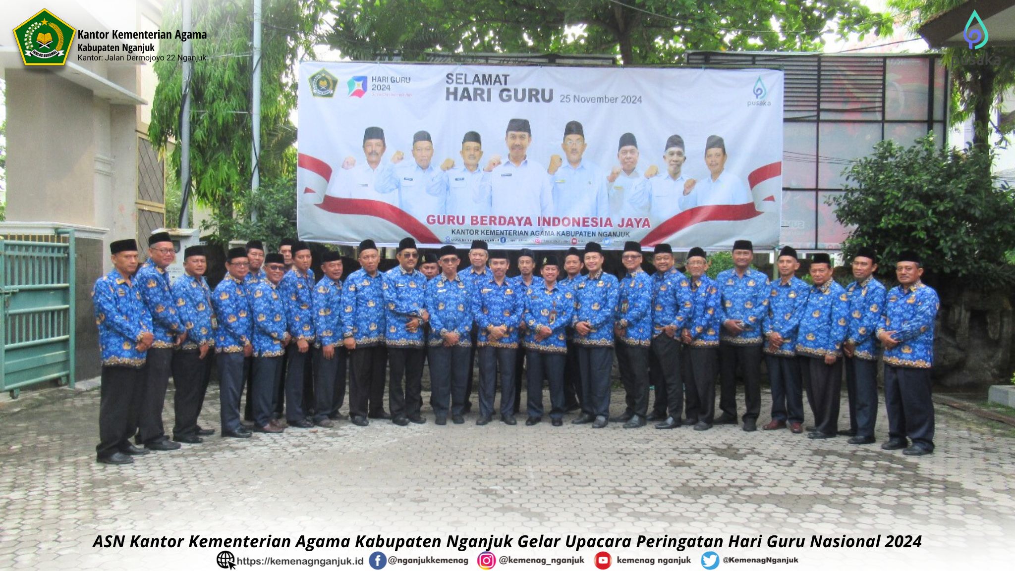 ASN Kantor Kementerian Agama Kabupaten Nganjuk Gelar Upacara Peringatan Hari Guru Nasional 2024