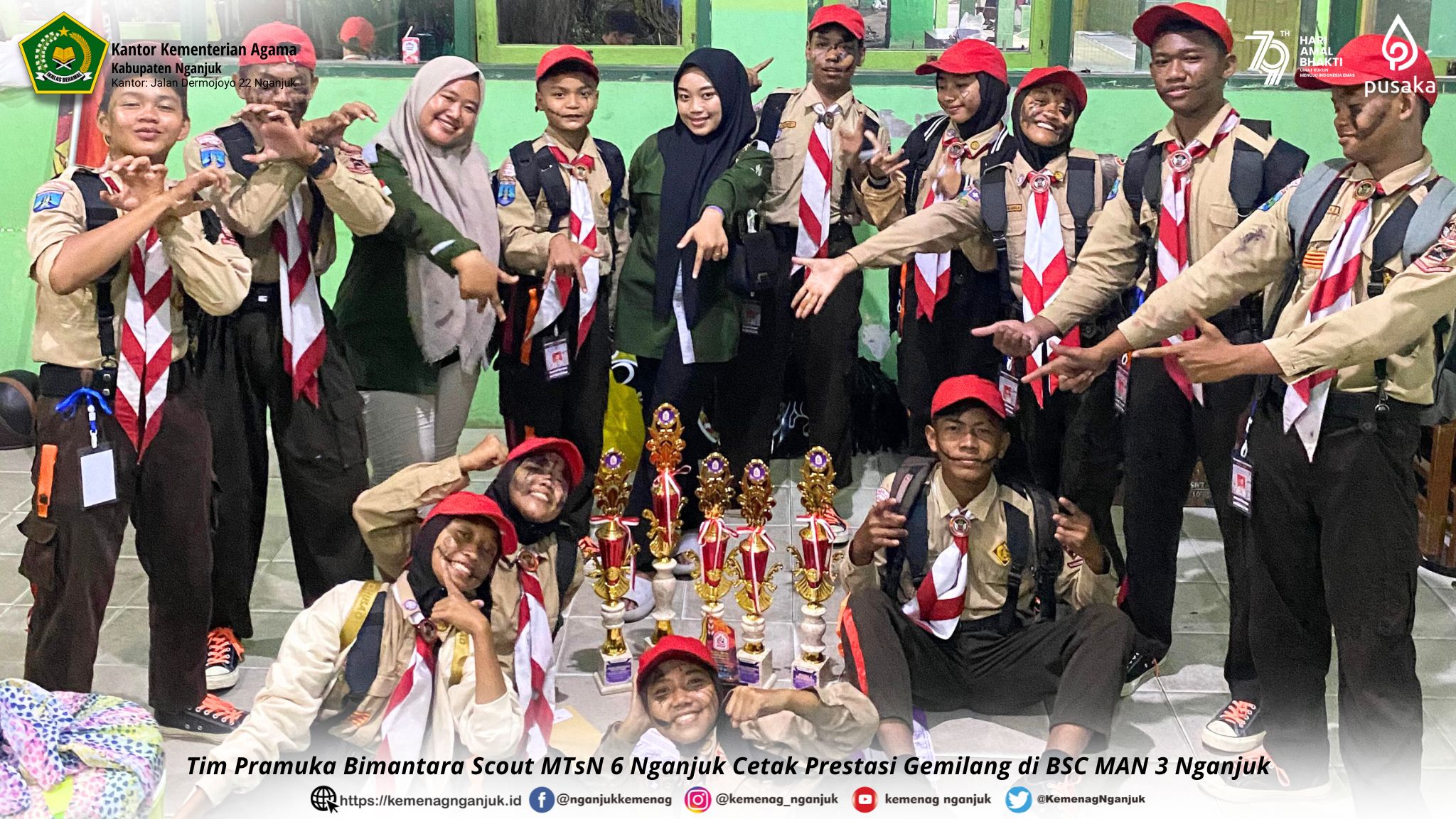 Tim Pramuka Bimantara Scout MTsN 6 Nganjuk Cetak Prestasi Gemilang di BSC MAN 3 Nganjuk