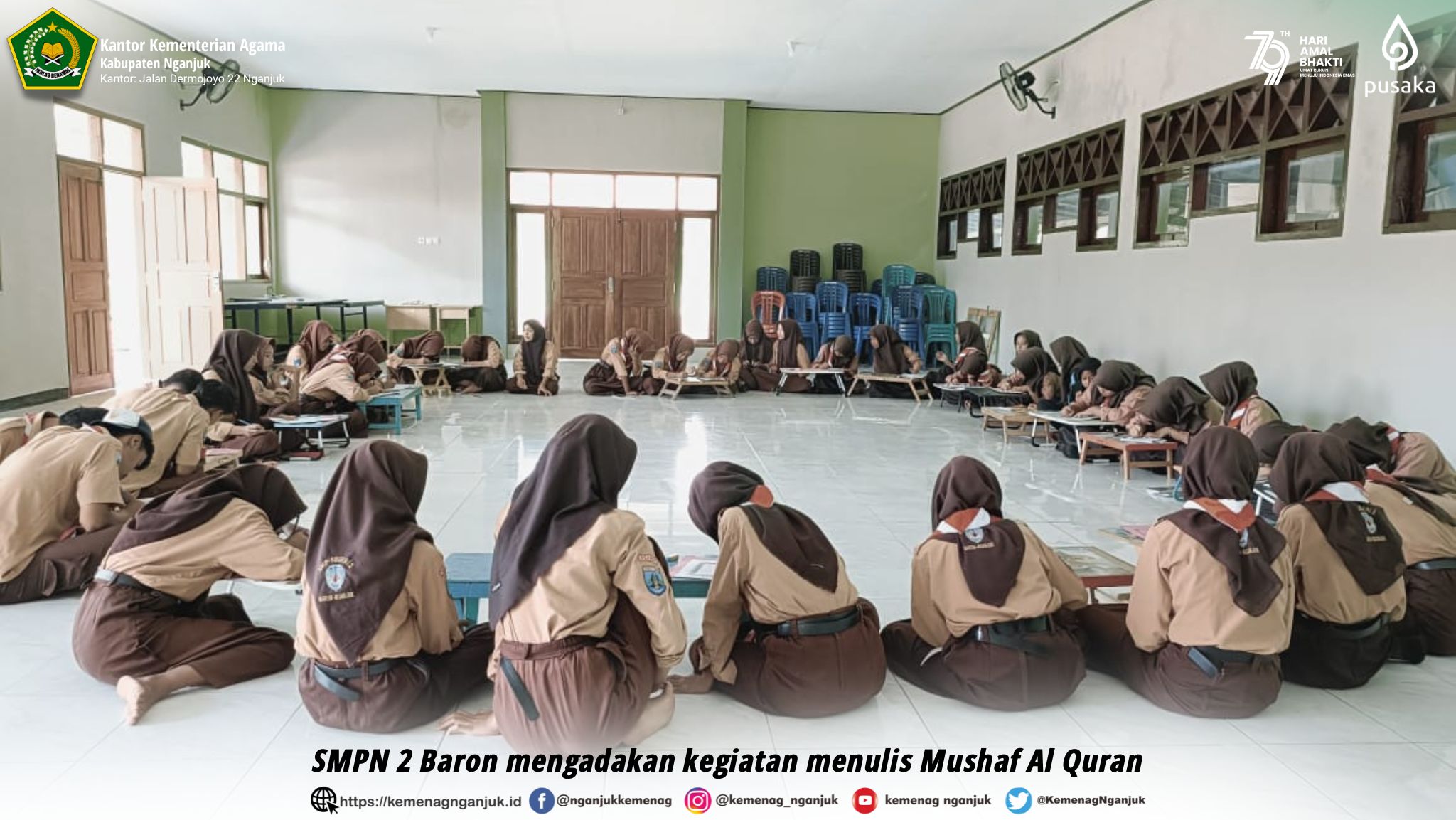 SMPN 2 Baron mengadakan kegiatan menulis Mushaf Al Quran