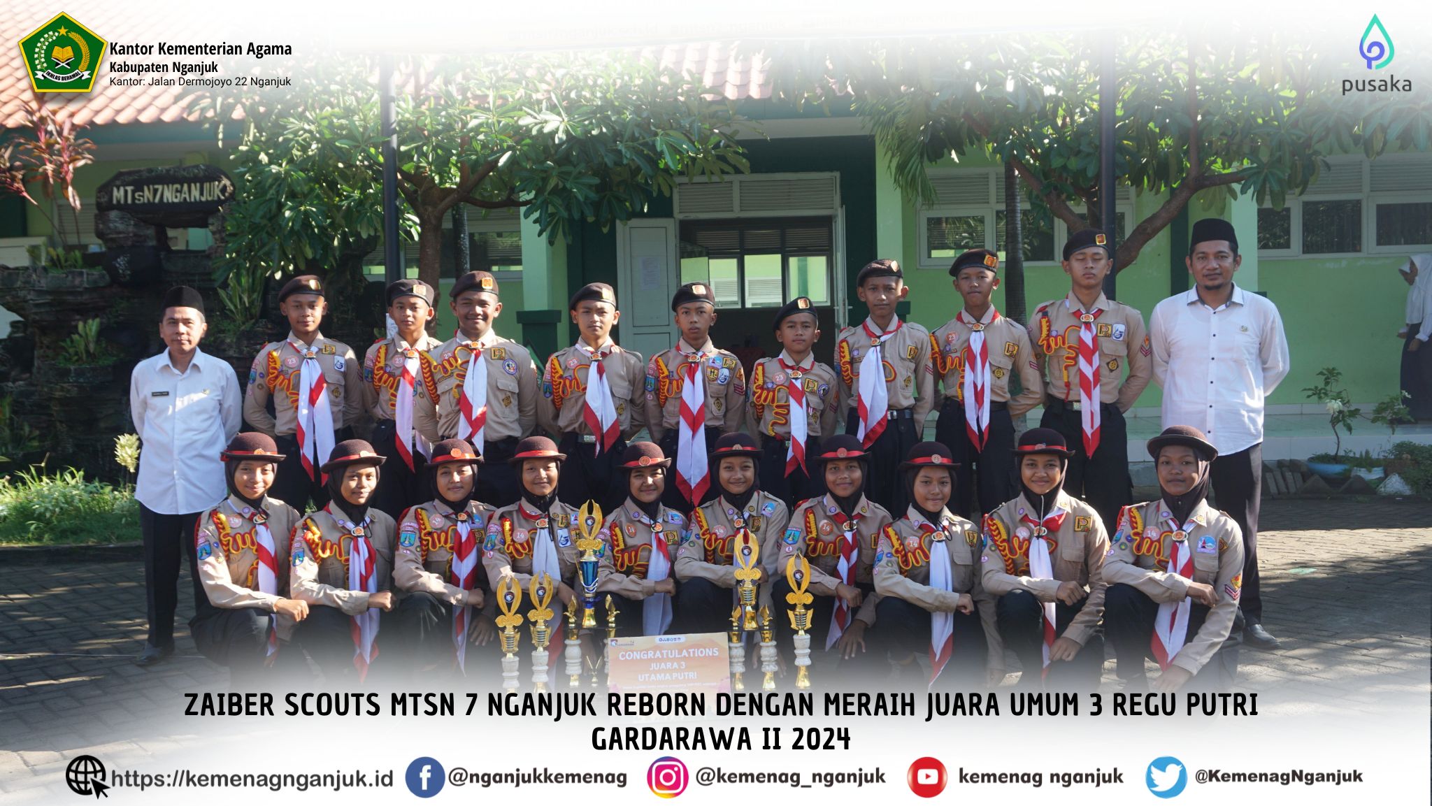 ZAIBER SCOUTS MTsN 7 NGANJUK REBORN DENGAN MERAIH JUARA UMUM 3 REGU PUTRI GARDARAWA II 2024