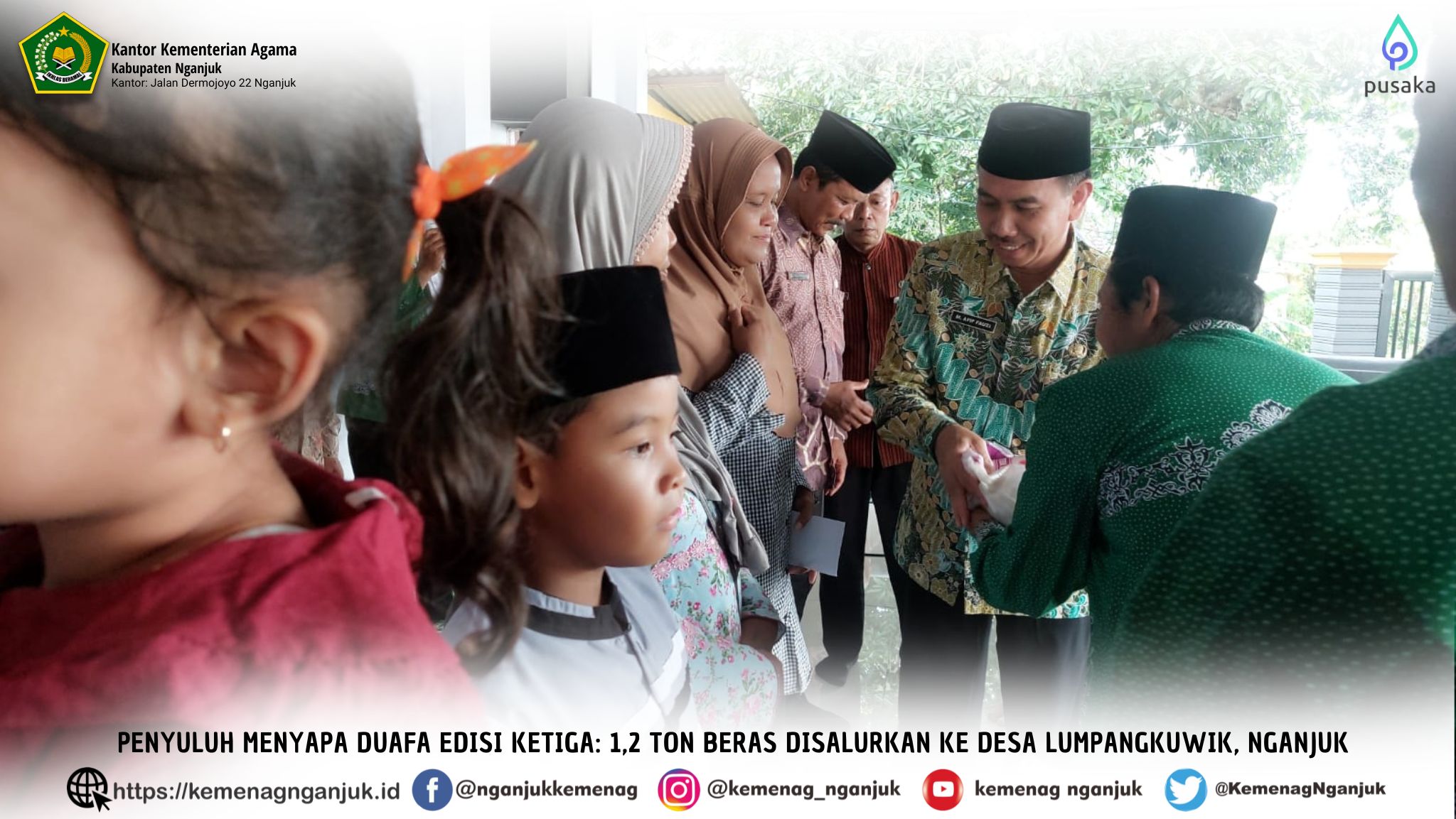 Penyuluh Menyapa Duafa Edisi Ketiga: 1,2 Ton Beras Disalurkan ke Desa Lumpangkuwik, Nganjuk