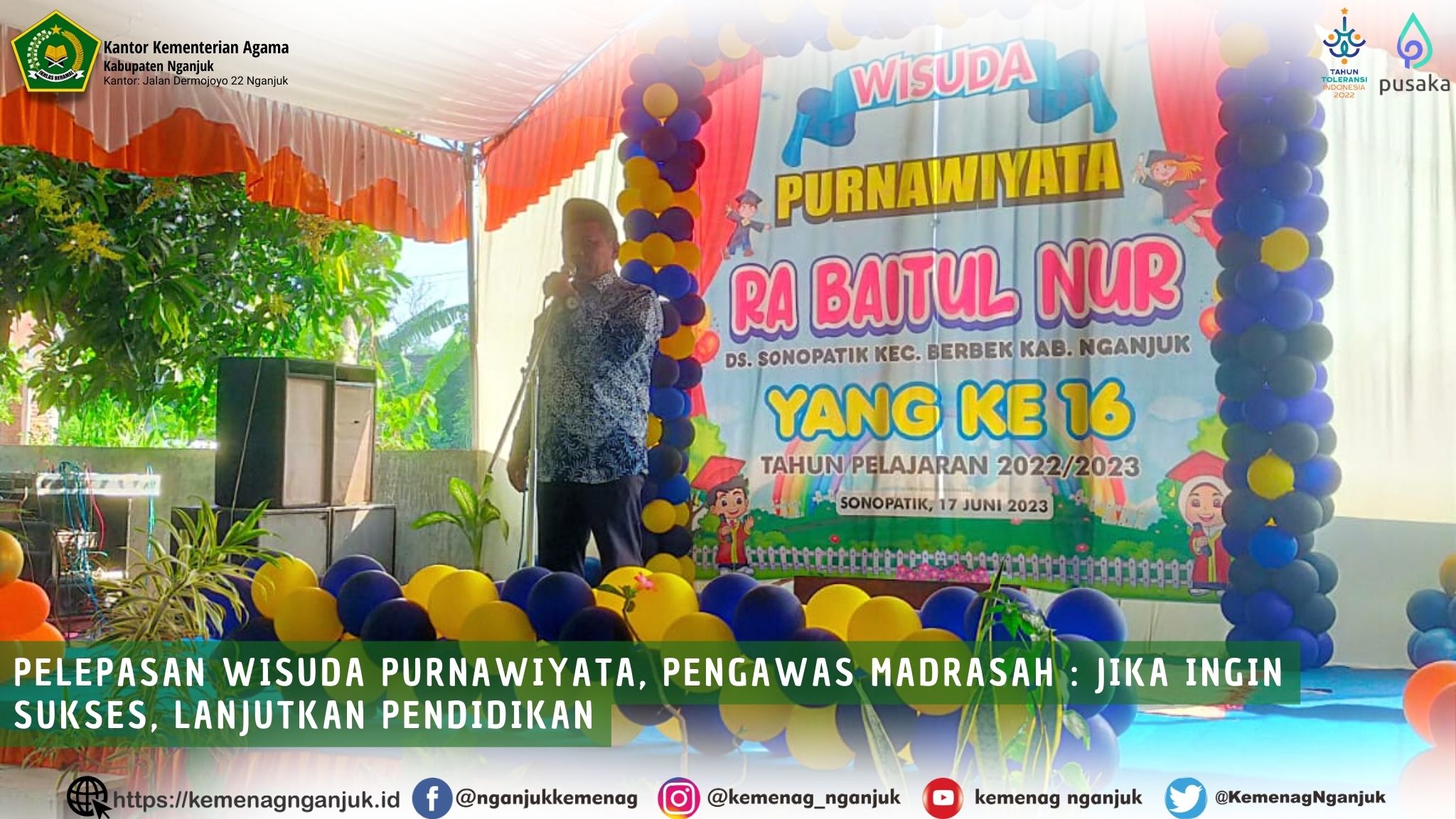 Pelepasan Wisuda Purnawiyata, Pengawas Madrasah : Jika Ingin Sukses, Lanjutkan Pendidikan