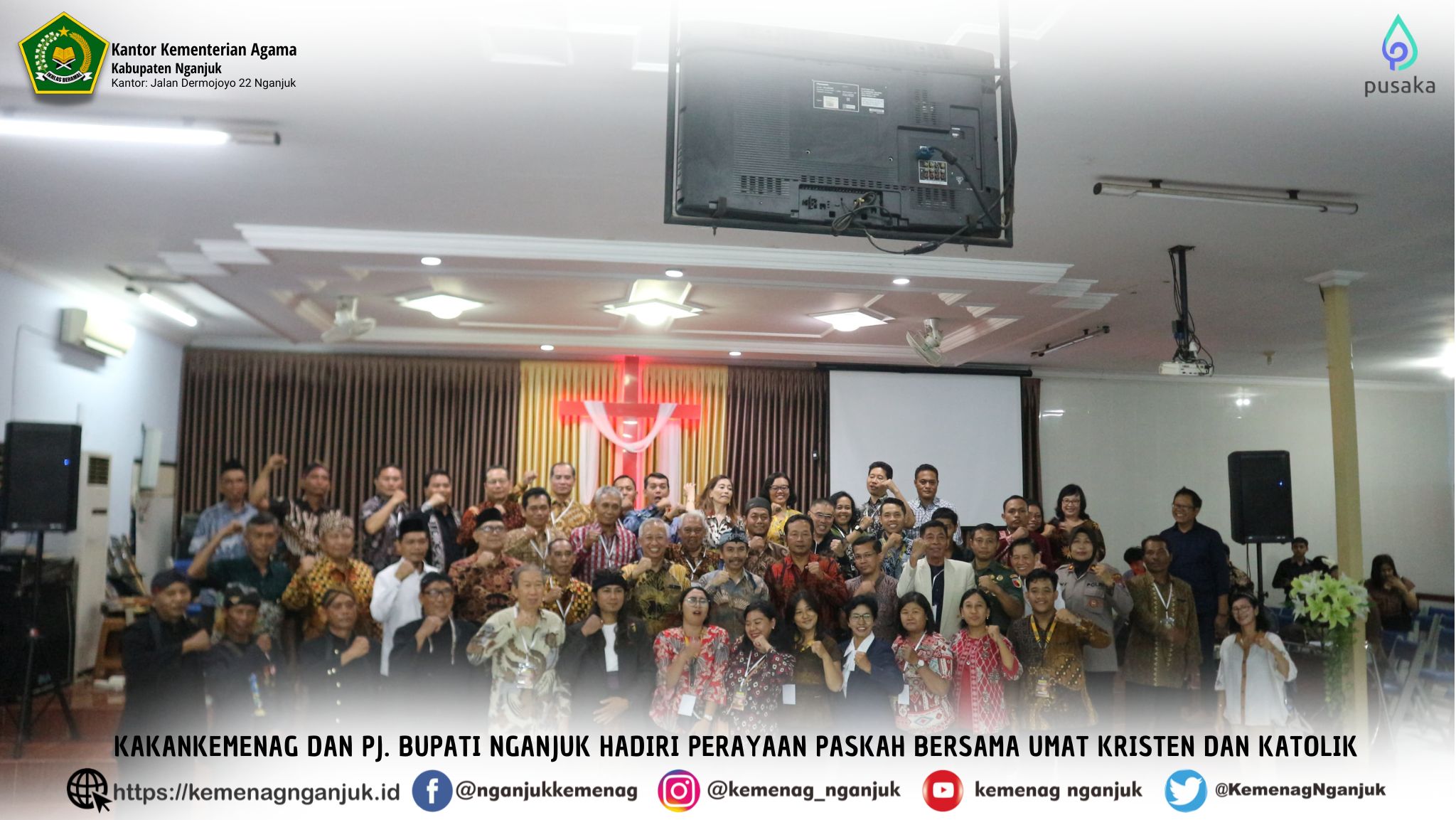 Kakankemenag dan Pj. Bupati Nganjuk Hadiri Perayaan Paskah Bersama Umat Kristen dan Katolik