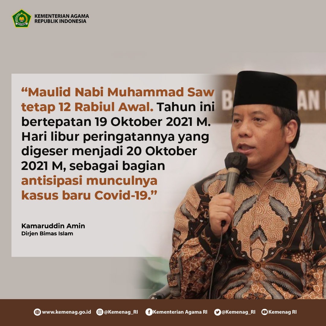 Kemenag: Antisipasi Kasus Baru Covid, Libur Maulid Nabi Digeser 20 Oktober